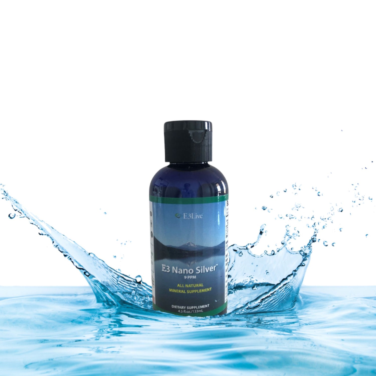 E3 Nano Silver Liquid 133mL Liquid Product E3Live Australia background