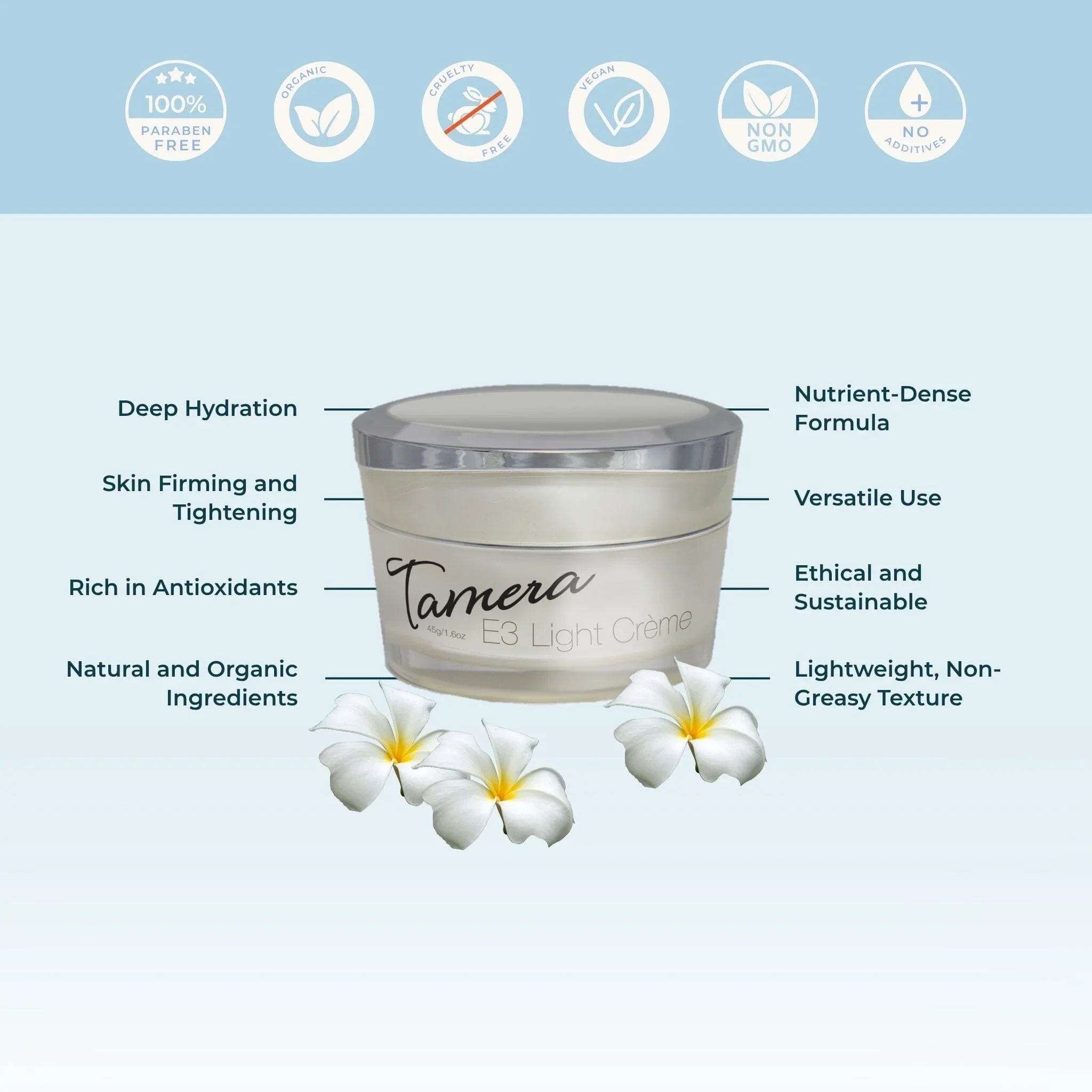 Tamera E3 Light Crème 45g Natural Beauty E3Live Australia