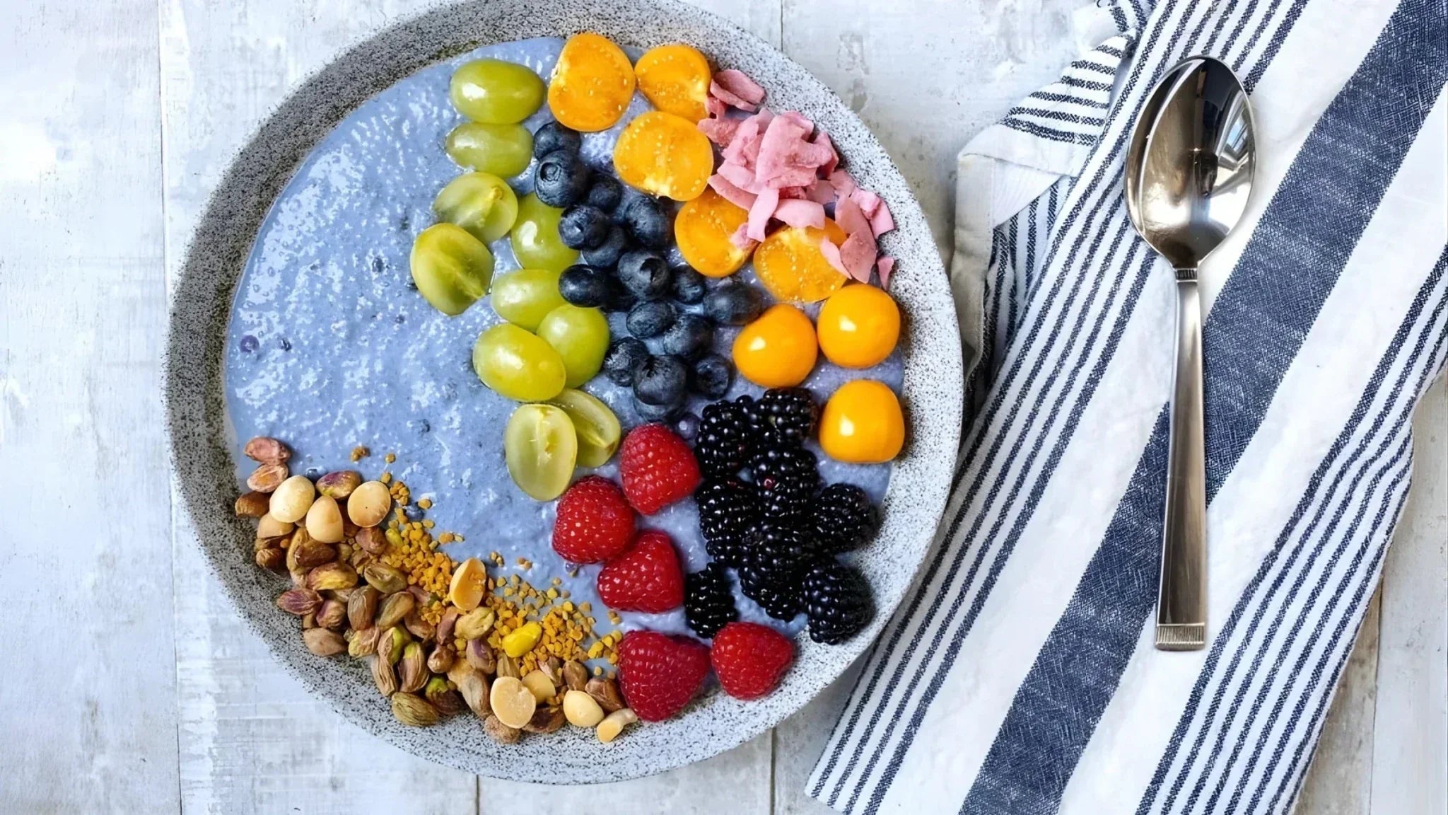 Vanilla Blueberry Chia Protein Pudding