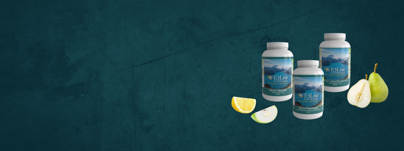 E3Live® Frozen Liquid Collection by E3Live Superfoods – featuring 100% organic superfood bottles including E3Live®, BrainON®, and BrainON® Supreme