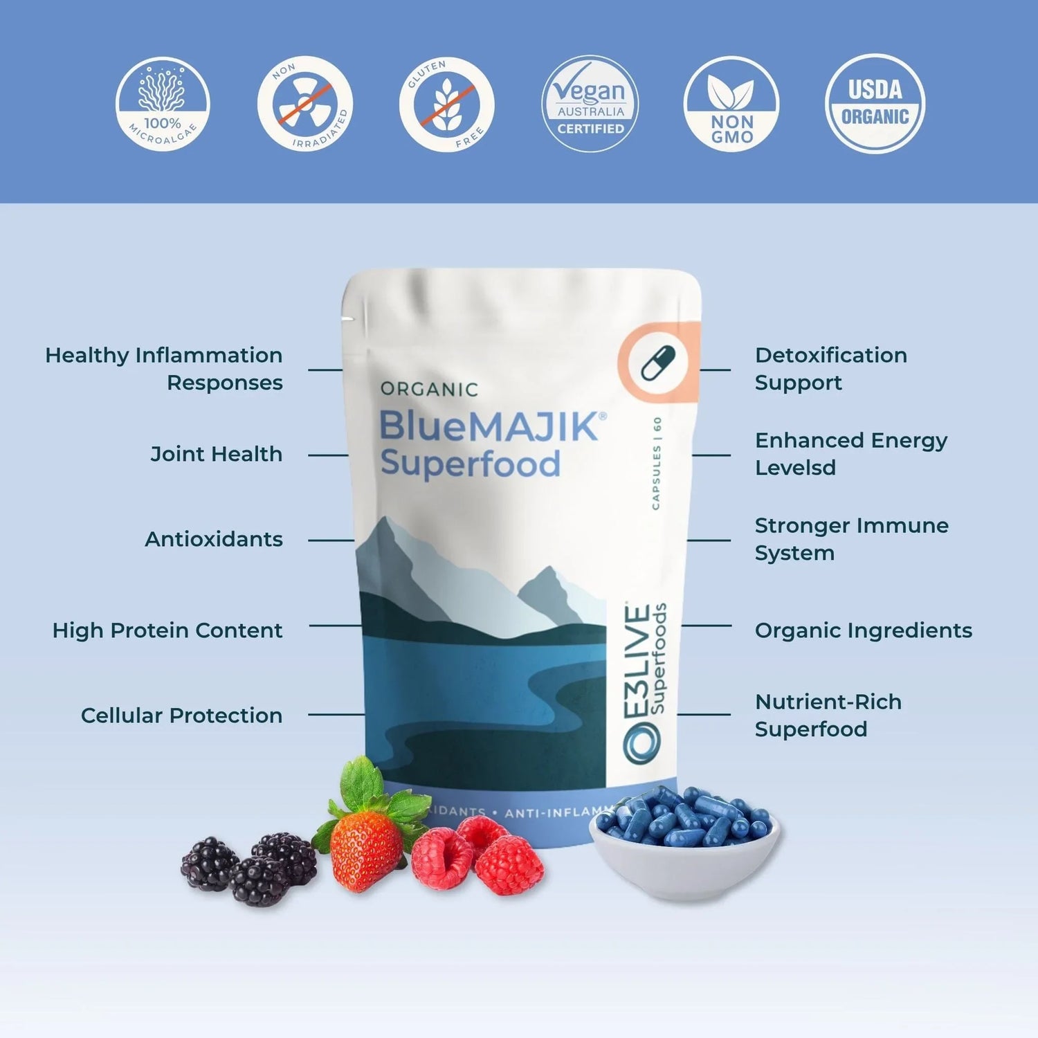 E3Live Superfoods BlueMAJIK® 500mg Capsule Product E3Live Australia 