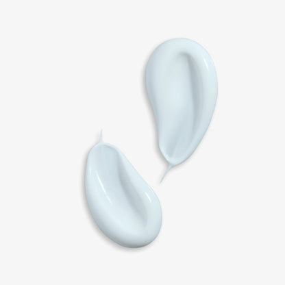 E3Light Creme light blue teardrop-shaped sampled on a white background