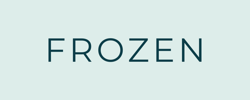 Text 'FROZEN' on a light blue background