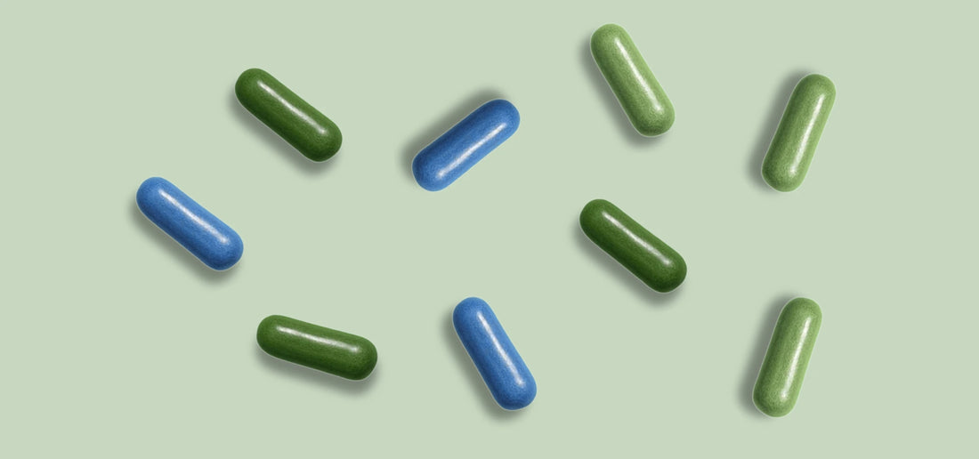 Best selling capsules on a light green background