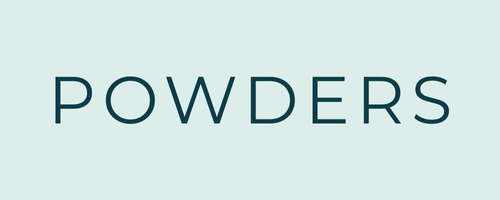 Text 'POWDERS' on a light blue background